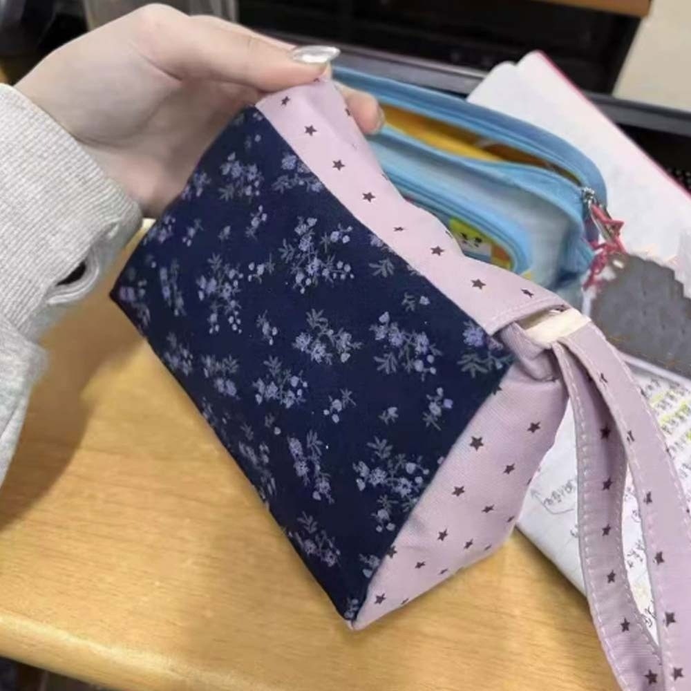 Purple Print Floral Makeup Bag - Lifestyle In Korean review and price