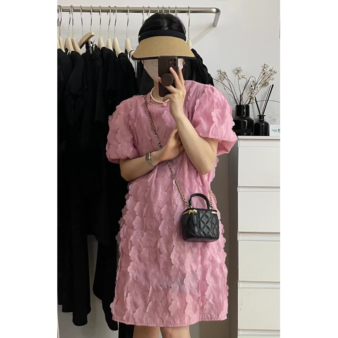 Floral Bubble Sleeve Dress Kor - Korean Daily Lifestyle review and price